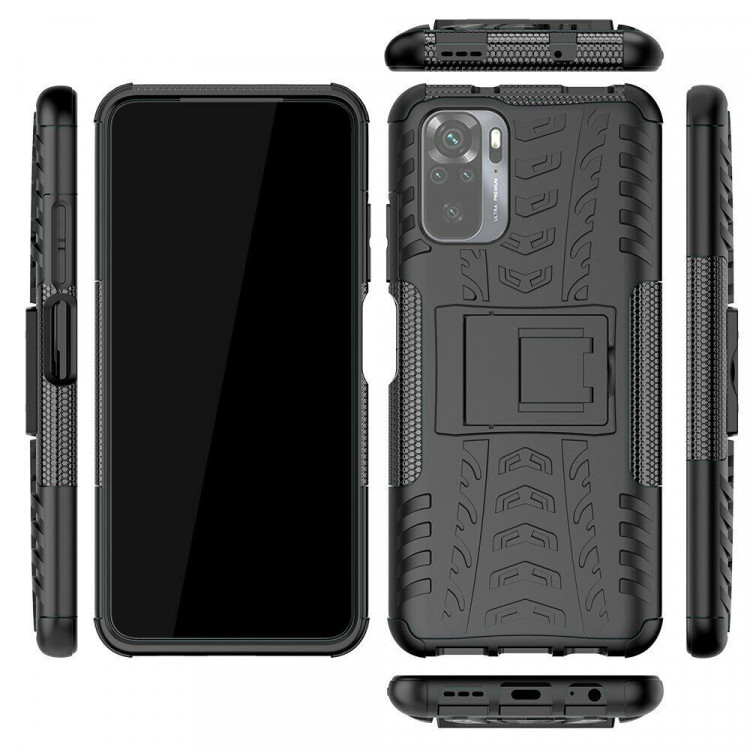Чехол Hybrid Armor для Xiaomi Redmi Note 10 / Redmi Note 10S / Poco M5S (черный)