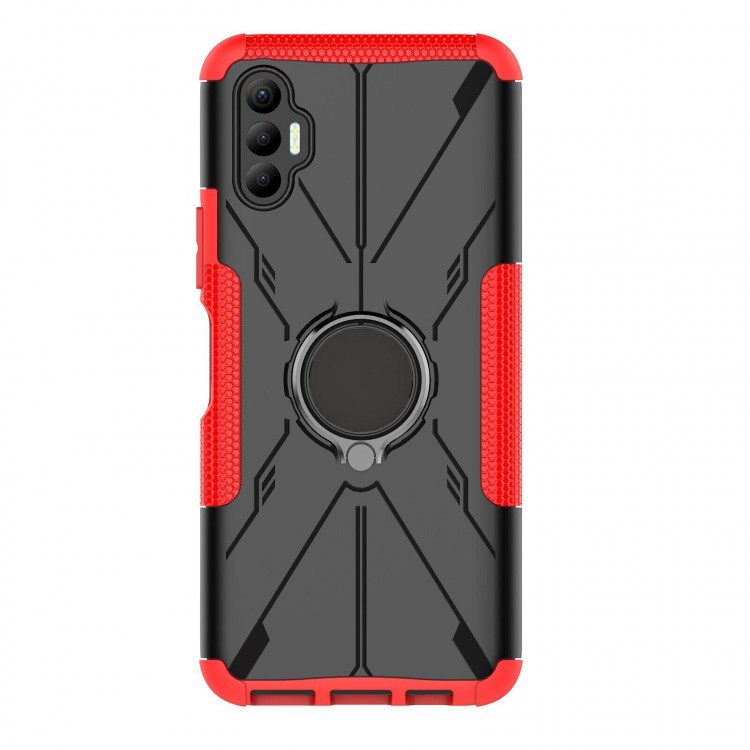 Чехол Armor Shockproof Ring Holder для Tecno Spark 8P (черный + красный)