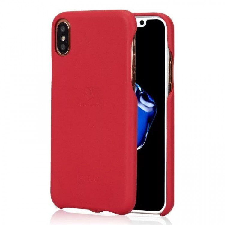 Кожаная накладка LENUO для iPhone X / ХS (красный)