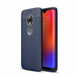 Чехол-накладка Litchi Grain для Motorola Moto G7 (темно-синий)