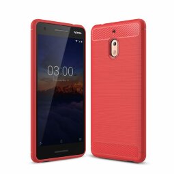 Чехол-накладка Carbon Fibre для Nokia 2.1 (красный)