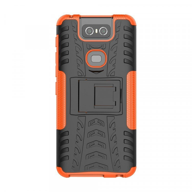 Чехол Hybrid Armor для Asus Zenfone 6 ZS630KL (черный + оранжевый)