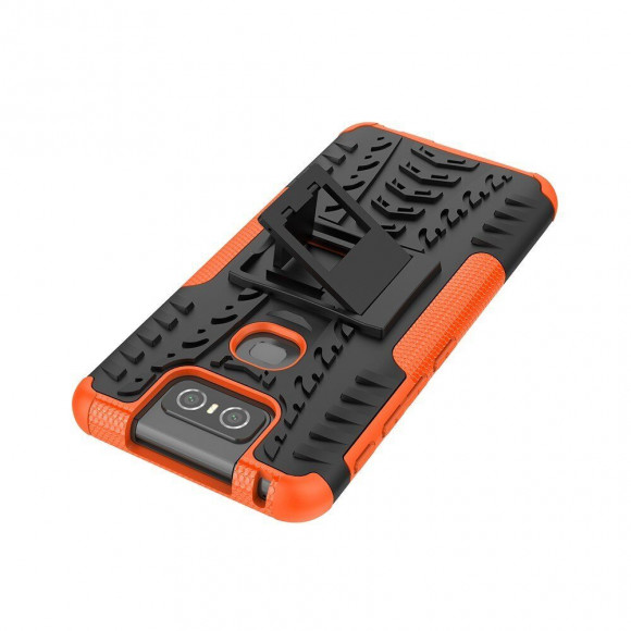 Чехол Hybrid Armor для Asus Zenfone 6 ZS630KL (черный + оранжевый)