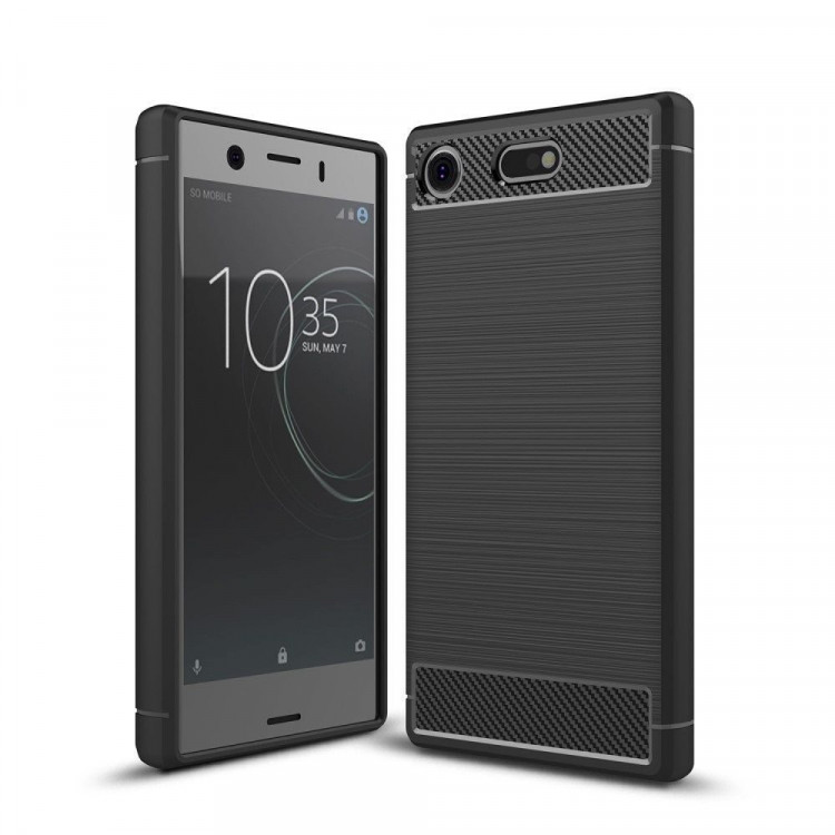Чехол-накладка Carbon Fibre для Sony Xperia XZ1 Compact (черный)
