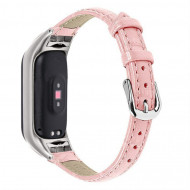 Кожаный ремешок Crocodile Texture для Xiaomi Smart Band 7 (розовый)