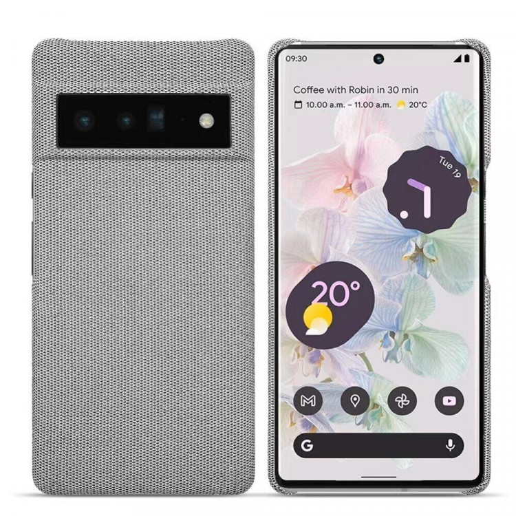 Тканевый чехол Full Cloth Texture для Google Pixel 6 (светло-серый)