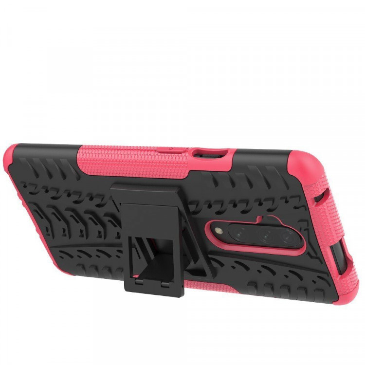 Чехол Hybrid Armor для OnePlus 7T Pro (черный + розовый)