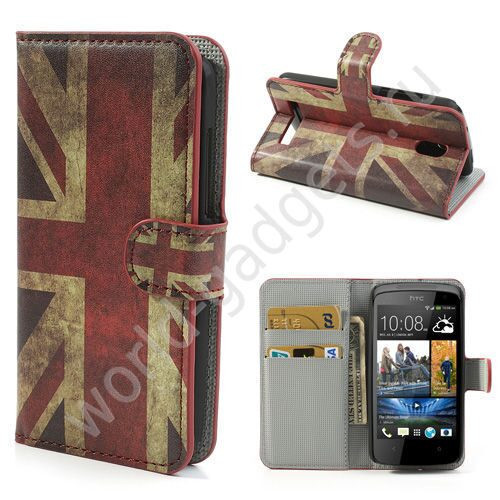 Горизонтальный чехол Retro UK Flag для HTC Desire 500