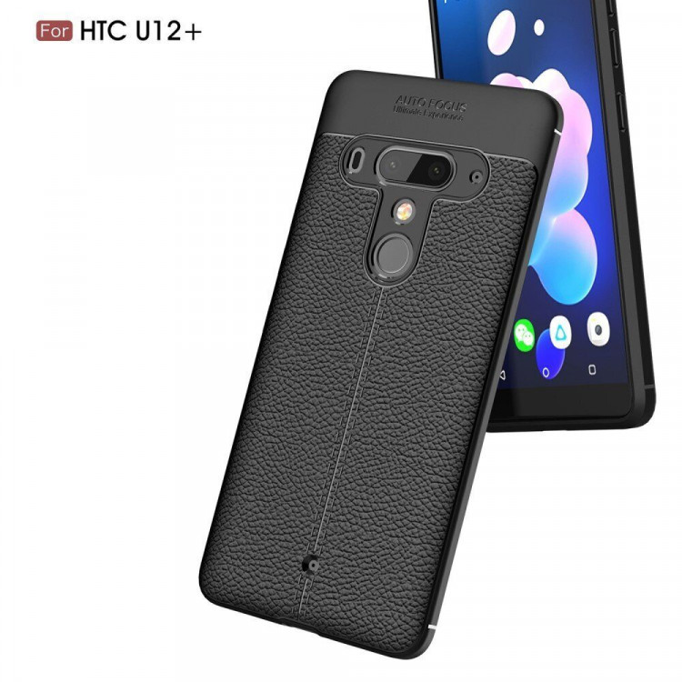 Чехол-накладка Litchi Grain для HTC U12+ (черный)
