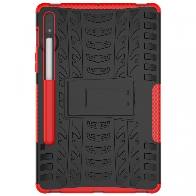 Чехол Hybrid Armor для Samsung Galaxy Tab S7+ (Plus) SM-T970 / SM-T975 и Galaxy Tab S8+ (Plus) SM-X800 / SM-X806 (черный + красный)