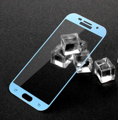 Защитное стекло 3D для Samsung Galaxy A7 (2017) SM-A720F (голубой)