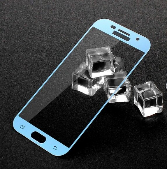 Защитное стекло 3D для Samsung Galaxy A7 (2017) SM-A720F (голубой)