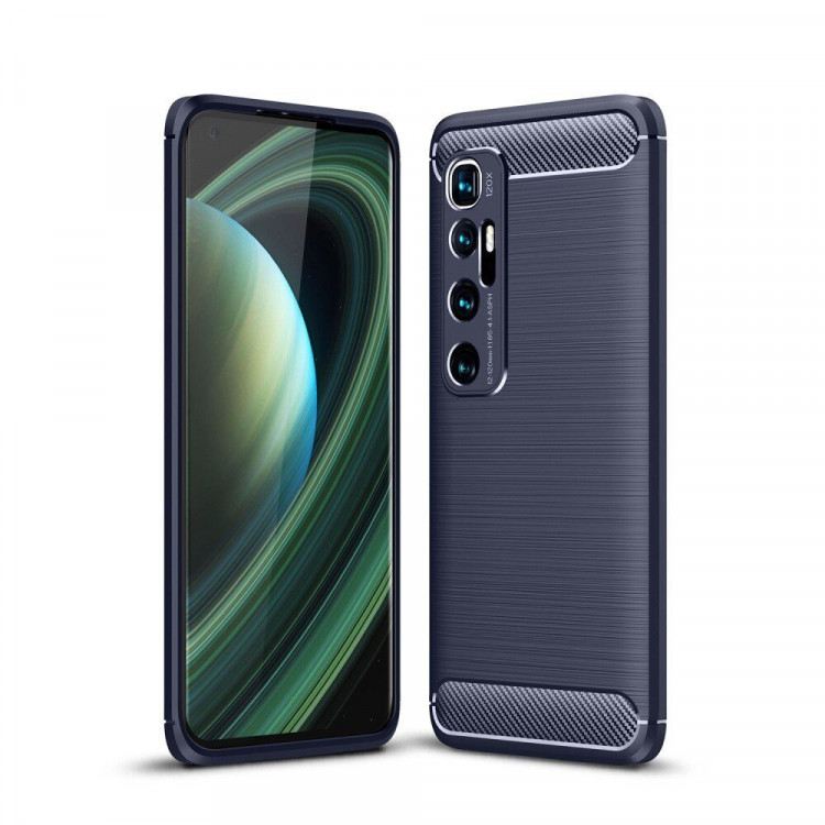 Чехол-накладка Carbon Fibre для Xiaomi Mi 10 Ultra (темно-синий)