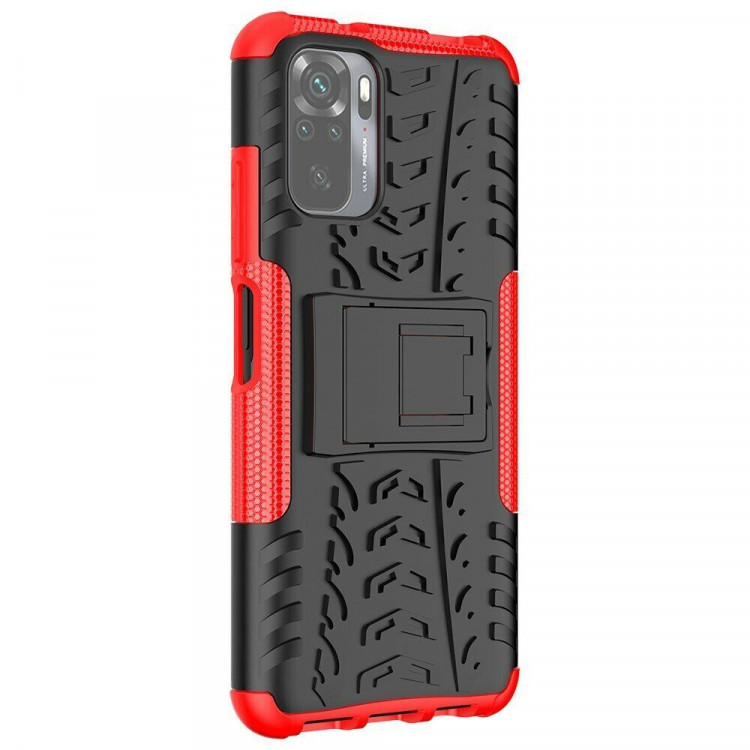 Чехол Hybrid Armor для Xiaomi Redmi Note 10 / Redmi Note 10S / Poco M5S (черный + красный)