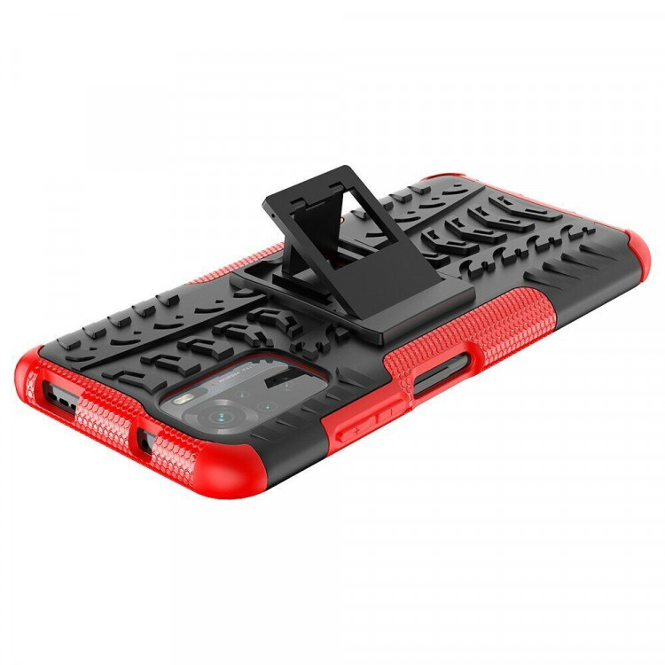 Чехол Hybrid Armor для Xiaomi Redmi Note 10 / Redmi Note 10S / Poco M5S (черный + красный)