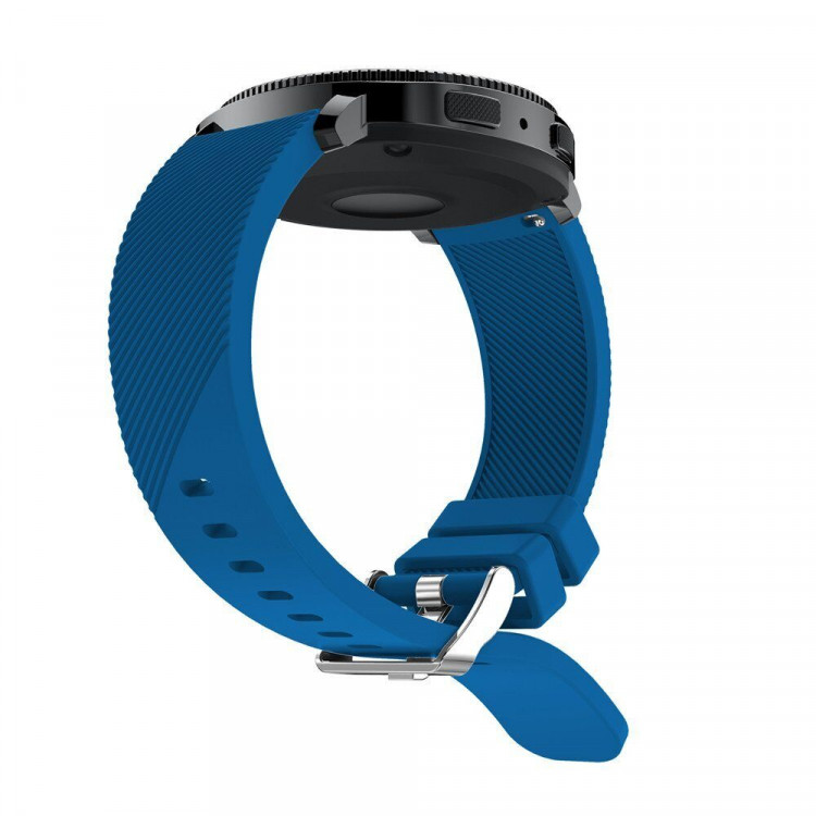 Силиконовый ремешок для Samsung Gear Sport / Gear S2 Classic / Galaxy Watch 42мм / Watch Active / Watch 3 (41мм) / Watch4 (синий)