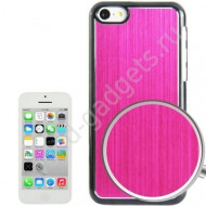 Чехол с алюминиевой накладкой для iPhone 5C (малиновый) Чехол с алюминиевой накладкой для iPhone 5C (малиновый)
