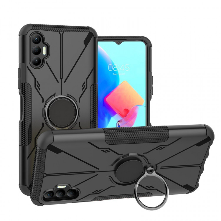 Чехол Armor Shockproof Ring Holder для Tecno Spark 8P (черный)