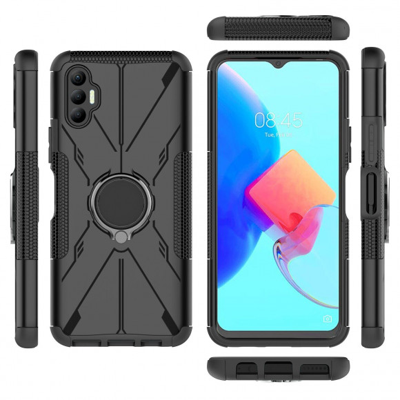 Чехол Armor Shockproof Ring Holder для Tecno Spark 8P (черный) Чехол Armor Shockproof Ring Holder для Tecno Spark 8P (черный)