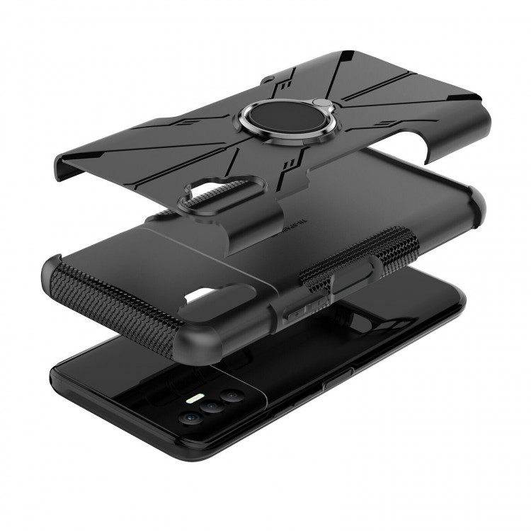 Чехол Armor Shockproof Ring Holder для Tecno Spark 8P (черный)