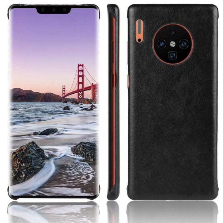 Кожаная накладка-чехол для Huawei Mate 30 Pro (черный)