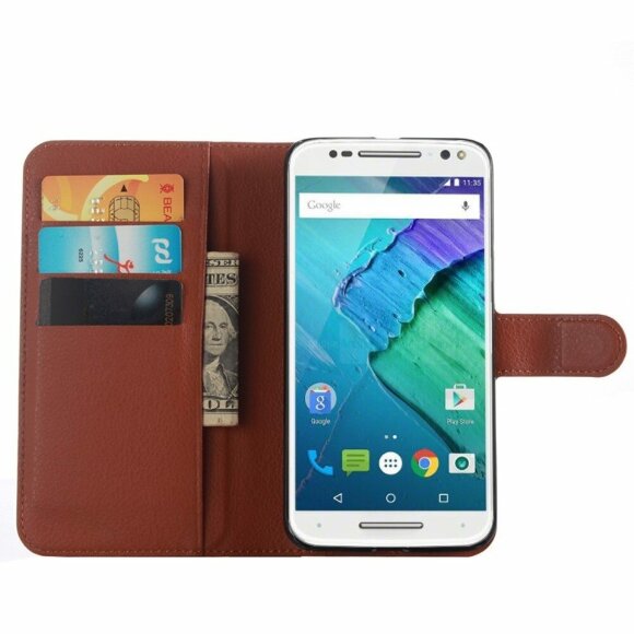 Чехол с визитницей для Motorola Moto X Style (коричневый)
