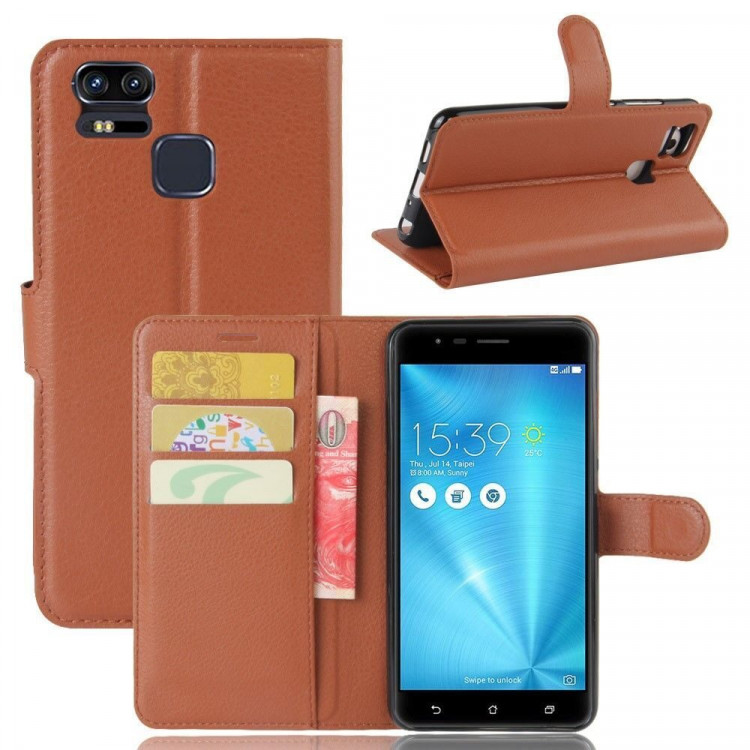 Чехол с визитницей для Asus Zenfone 3 Zoom ZE553KL (коричневый)