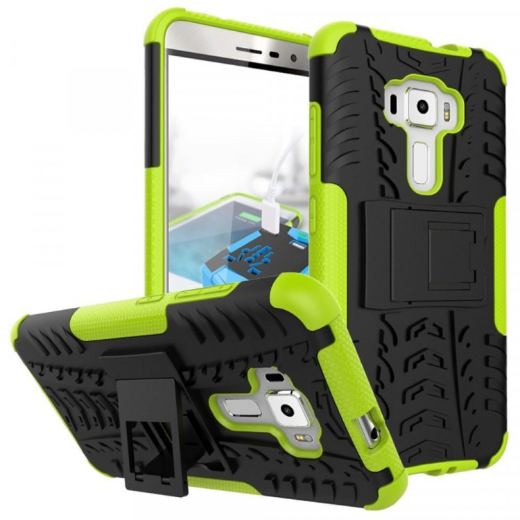 Чехол Hybrid Armor для ASUS Zenfone 3 ZE552KL (черный + зеленый)