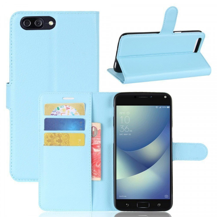 Чехол с визитницей для Asus Zenfone 4 Max ZC554KL (голубой)