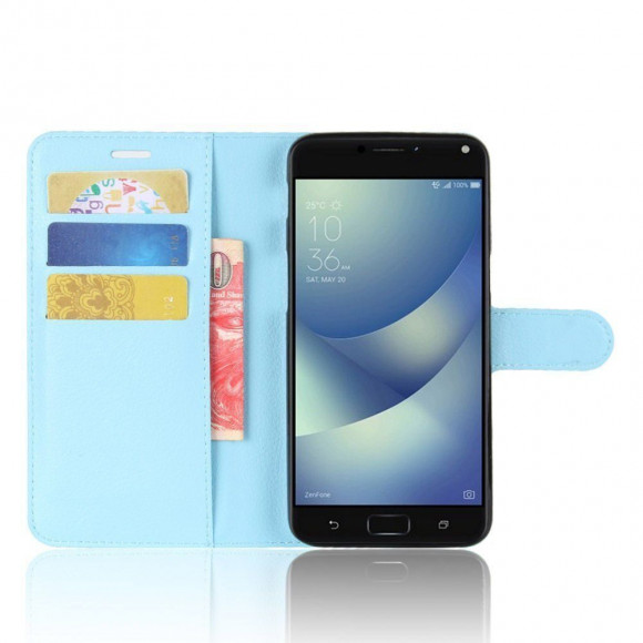 Чехол с визитницей для Asus Zenfone 4 Max ZC554KL (голубой)