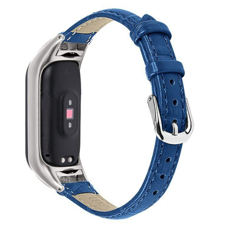 Кожаный ремешок Crocodile Texture для Xiaomi Smart Band 7 (синий)