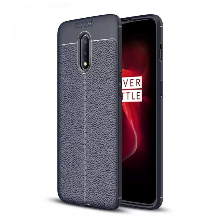 Чехол-накладка Litchi Grain для Oneplus 7 (темно-синий)