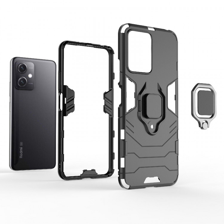 Чехол Armor Ring Holder для Xiaomi Redmi Note 12, POCO X5 5G (черный)