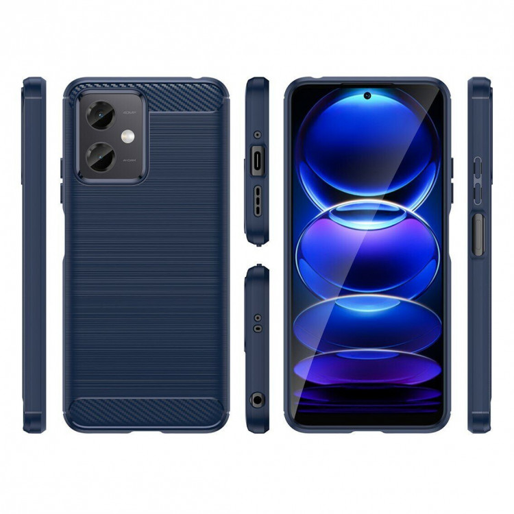 Чехол-накладка Carbon Fibre для Xiaomi Redmi Note 12, POCO X5 5G (темно-синий)