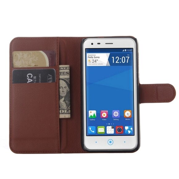 Чехол с визитницей для ZTE Blade S6 (коричневый)