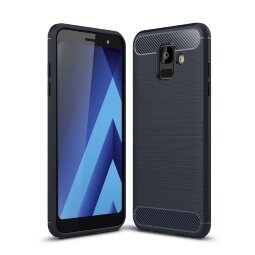Чехол-накладка Carbon Fibre для Samsung Galaxy A6 (темно-синий)