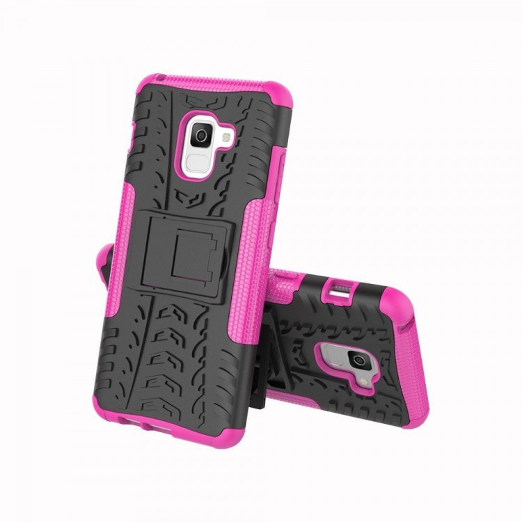 Чехол Hybrid Armor для Samsung Galaxy A8 Plus (2018) (черный + розовый)