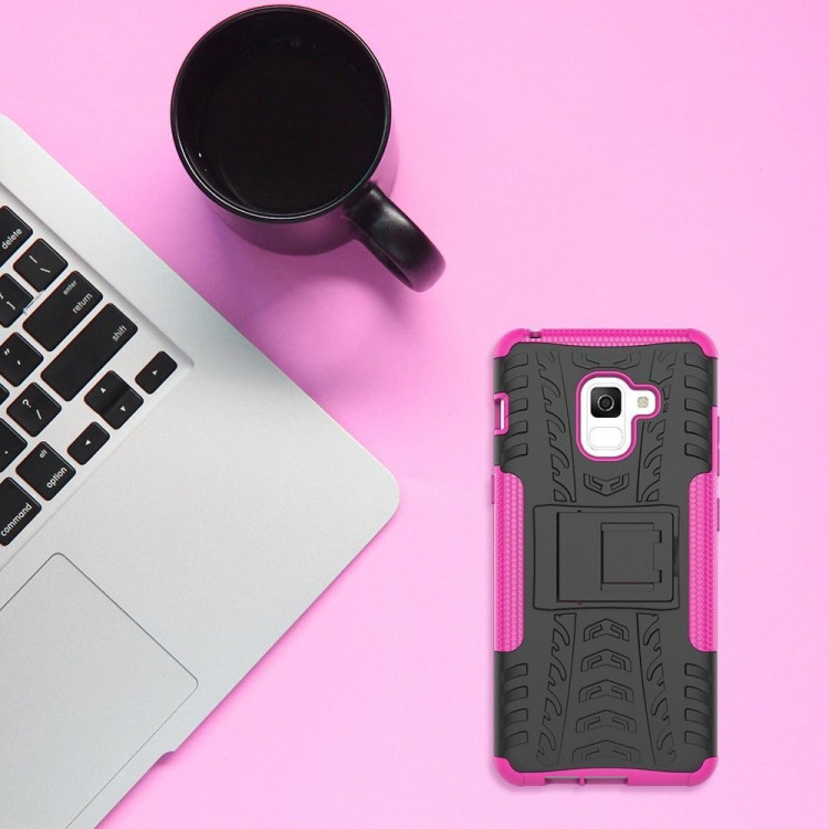 Чехол Hybrid Armor для Samsung Galaxy A8 Plus (2018) (черный + розовый)