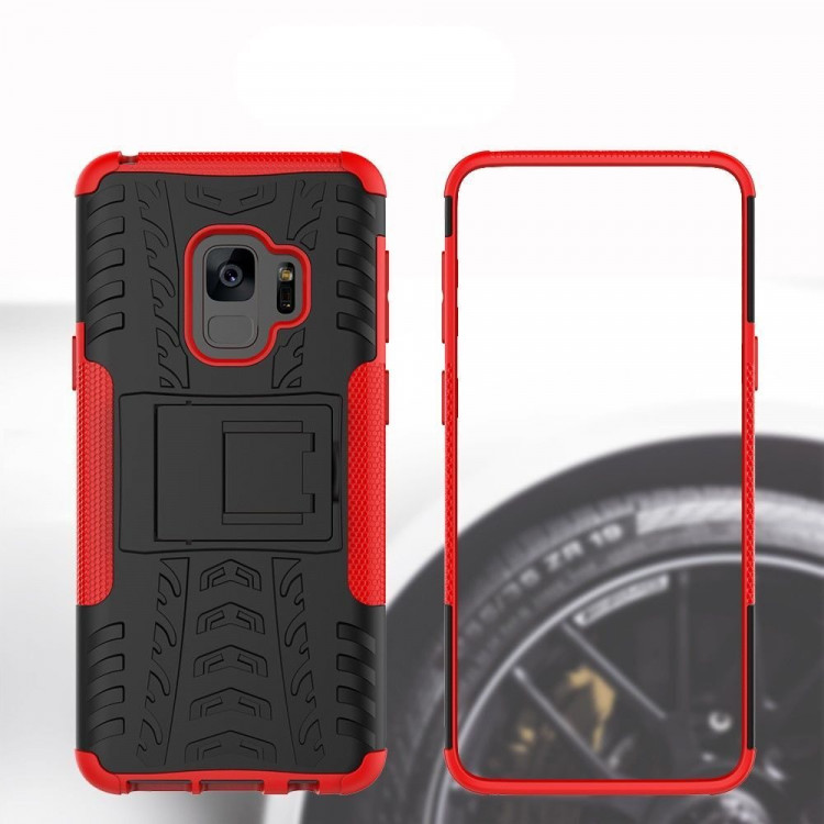 Чехол Hybrid Armor для Samsung Galaxy S9+ (черный + красный)