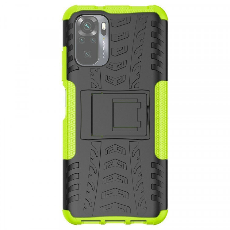 Чехол Hybrid Armor для Xiaomi Redmi Note 10 / Redmi Note 10S / Poco M5S (черный + зеленый)