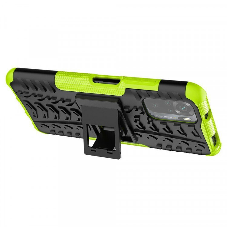 Чехол Hybrid Armor для Xiaomi Redmi Note 10 / Redmi Note 10S / Poco M5S (черный + зеленый)