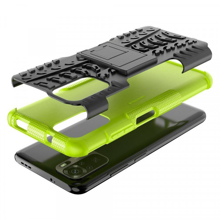 Чехол Hybrid Armor для Xiaomi Redmi Note 10 / Redmi Note 10S / Poco M5S (черный + зеленый)