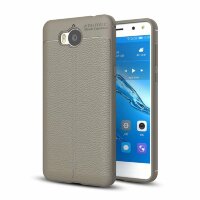 Чехол-накладка Litchi Grain для Huawei Y5 2017 / Y6 2017 (серый)