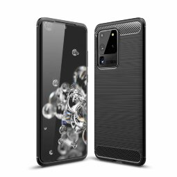 Чехол-накладка Carbon Fibre для Samsung Galaxy S20 Ultra (черный)