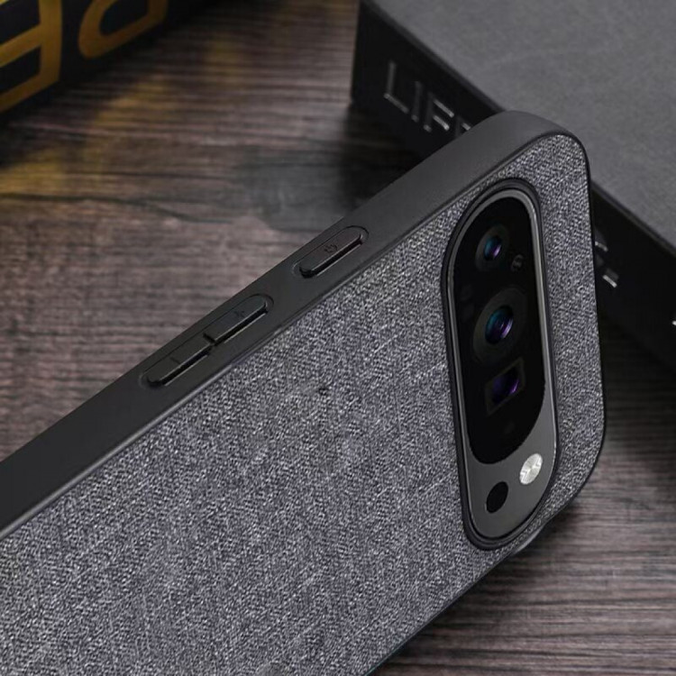 Чехол с тканевой текстурой для Google Pixel 9 Pro XL (серый)