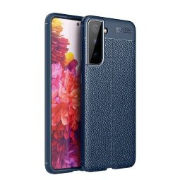 Чехол-накладка Litchi Grain для Samsung Galaxy S21 (темно-синий)