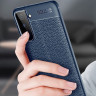 Чехол-накладка Litchi Grain для Samsung Galaxy S21 (темно-синий)