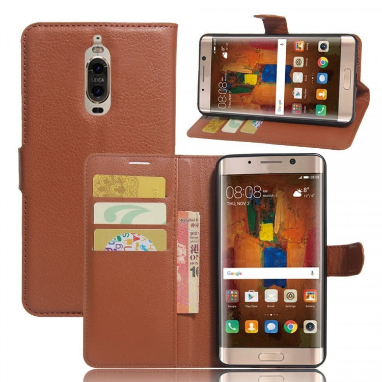 Чехол с визитницей для Huawei Mate 9 Pro (коричневый)