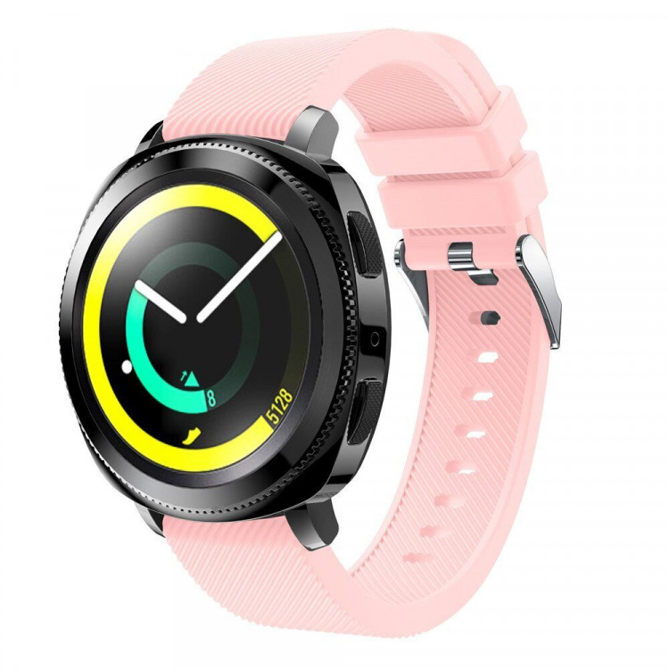 Силиконовый ремешок для Samsung Gear Sport / Gear S2 Classic / Galaxy Watch 42мм / Watch Active / Watch 3 (41мм) / Watch4 (розовый)