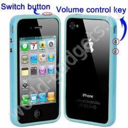 Бампер TPU с кнопками для iPhone 4/4s (голубой)